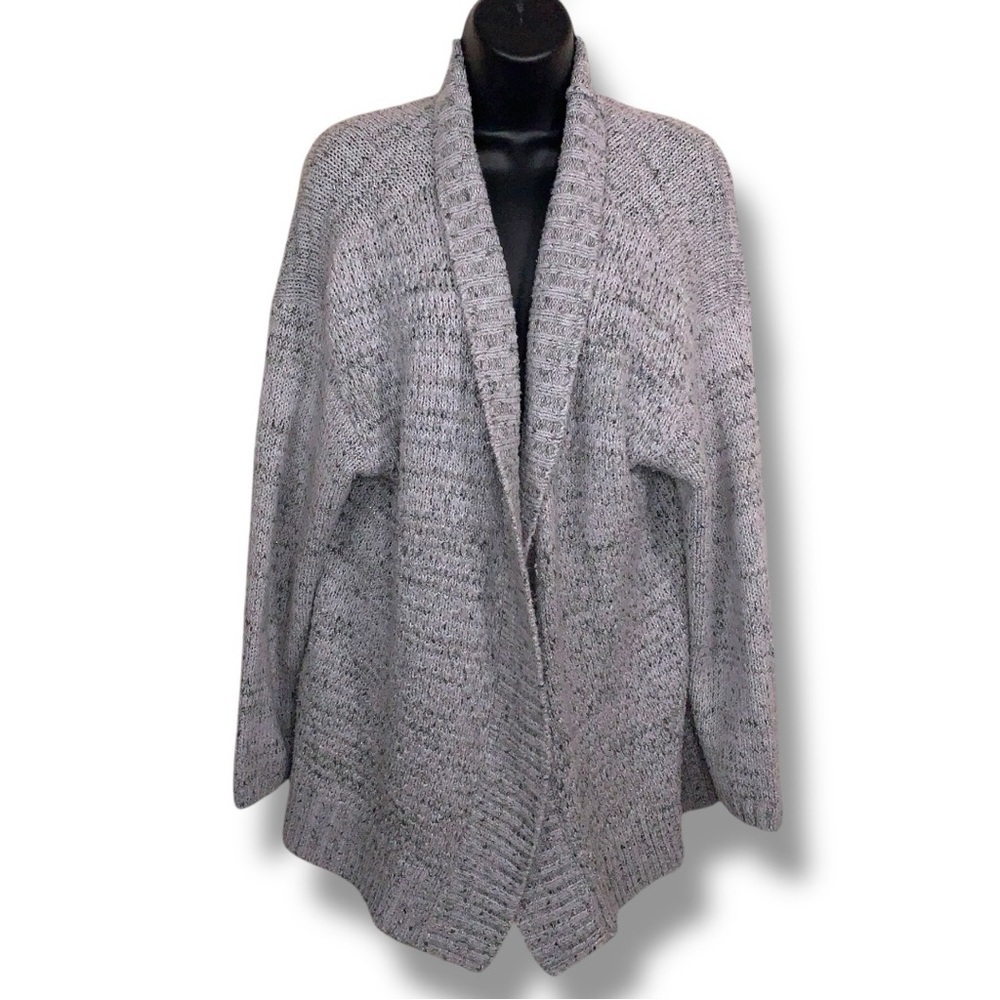 Large Sonoma Grey Thick Sweater Shrug Knit Long Sleeve Comfortable Cozy Gray